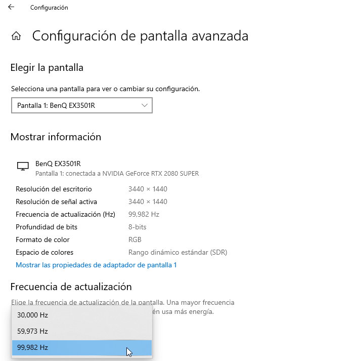 Frecuencia de actualización del monitor